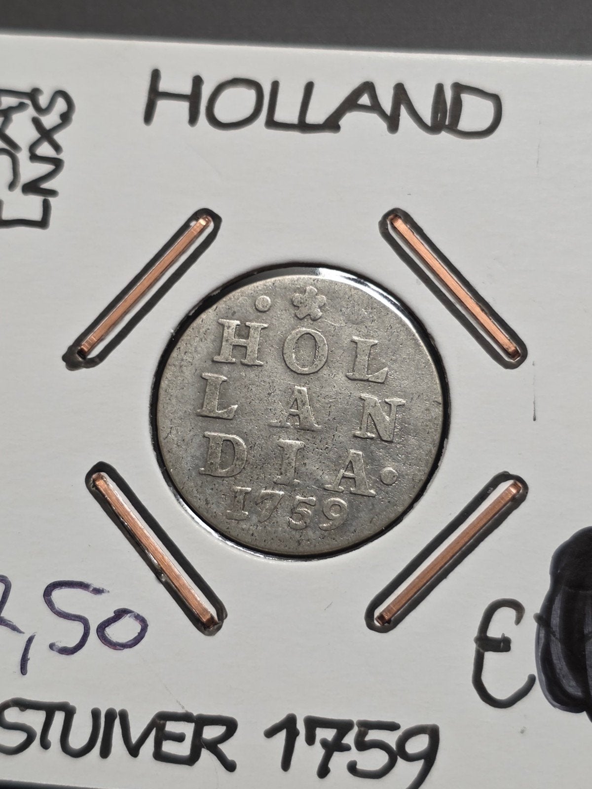 2 Stuiver 1759 Hollandia, Vóór koninkrijk, Verzenden, Zilver, Overige waardes