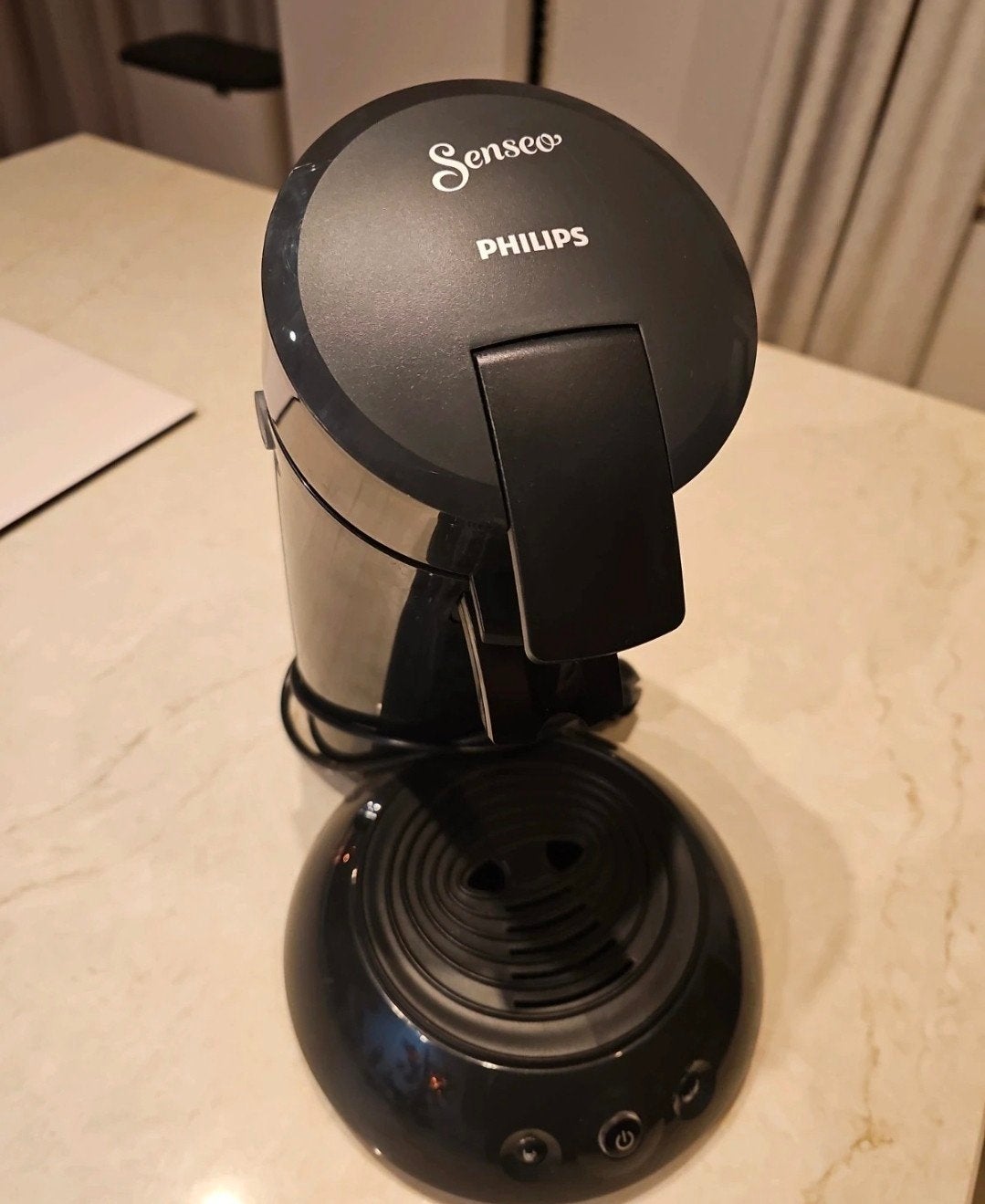 Zwarte Senseo koffiezetapparaat met 2 padhouders, Ophalen, Koffiepads en cups, Gebruikt, Koffiemachine