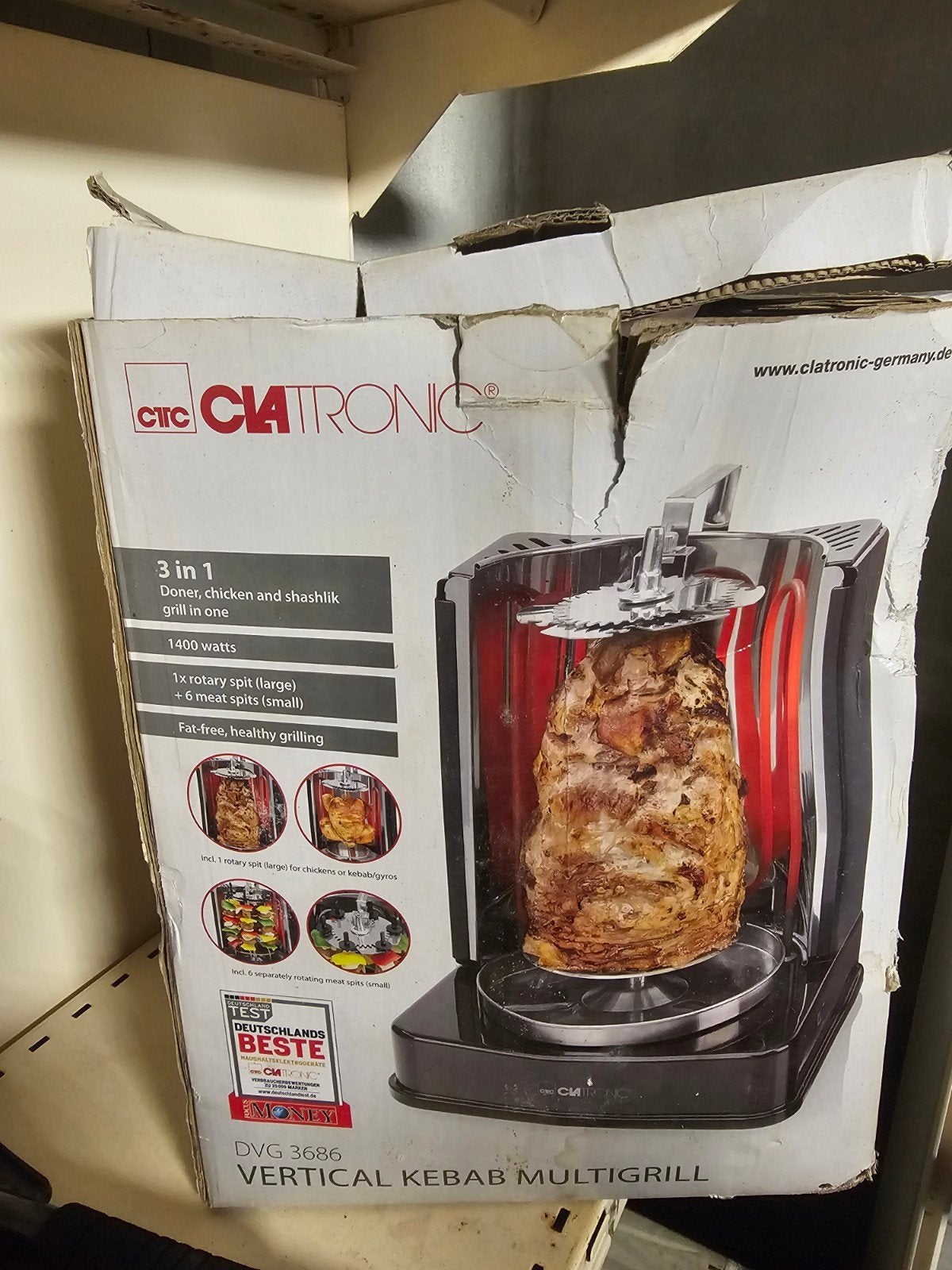 Clatronic DVG 3686 Verticale Kebab Multigrill 3-in-1, Ophalen of Verzenden