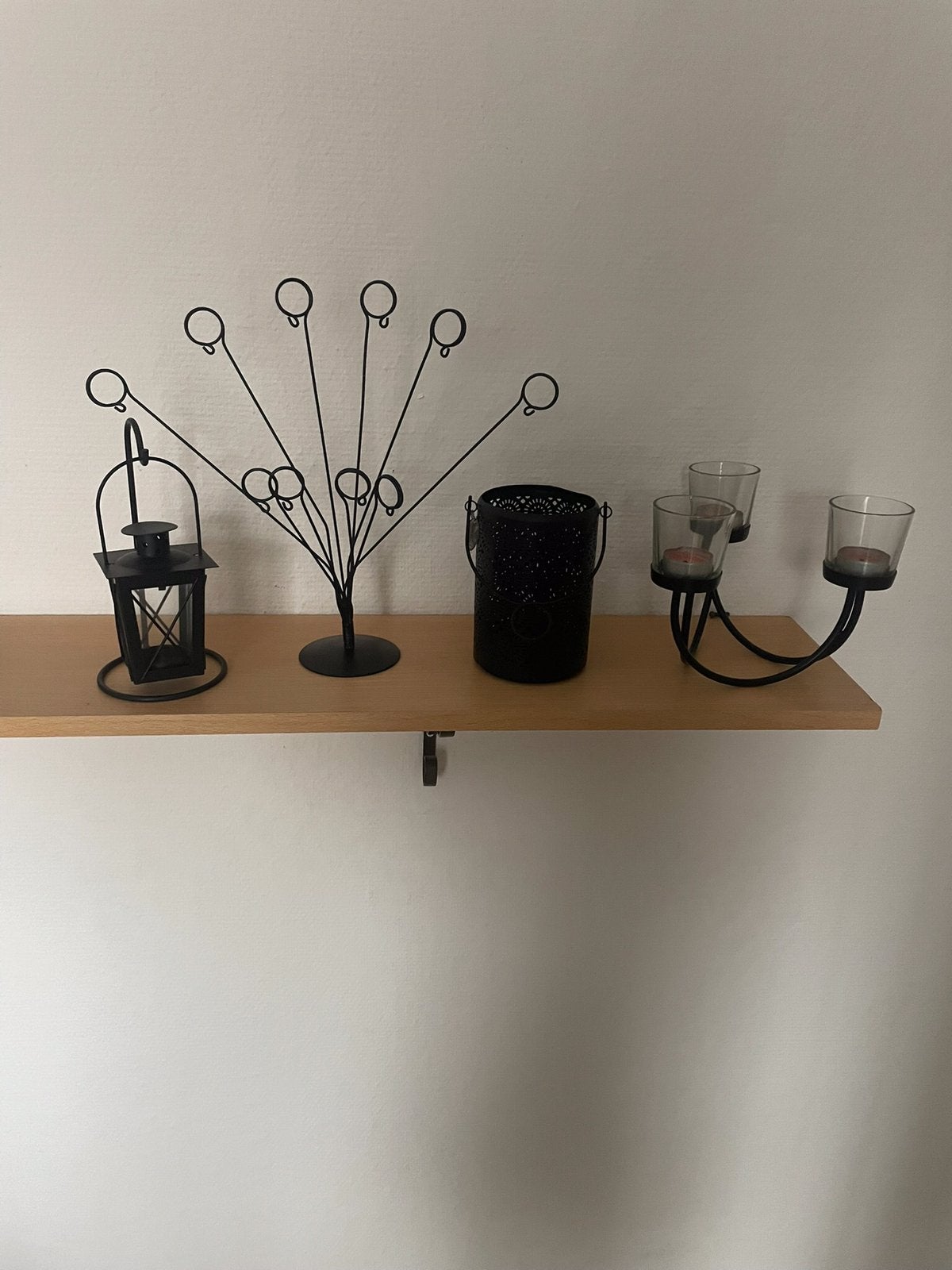 Trio mooie zwart metaal Waxinelicht-Branders+1 Foto Stander, Antiek en Kunst, Ophalen, Overige materialen