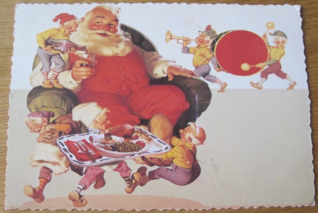 Coca cola - kerstman met kabouters - 1987 - nieuw, Ophalen of Verzenden, 1980 tot heden, Ongelopen, Overige thema's