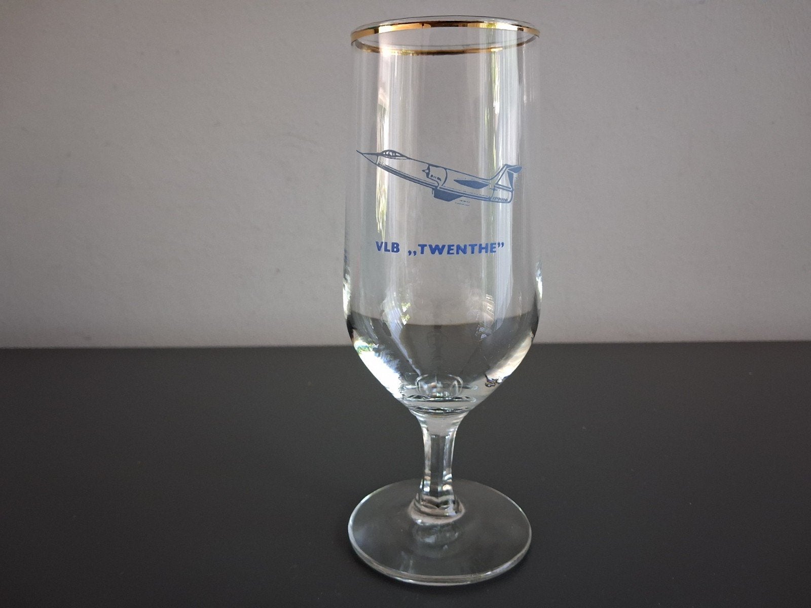 Vintage bierglas VLB TWENTHE vliegbasis Twente glas, Ophalen of Verzenden