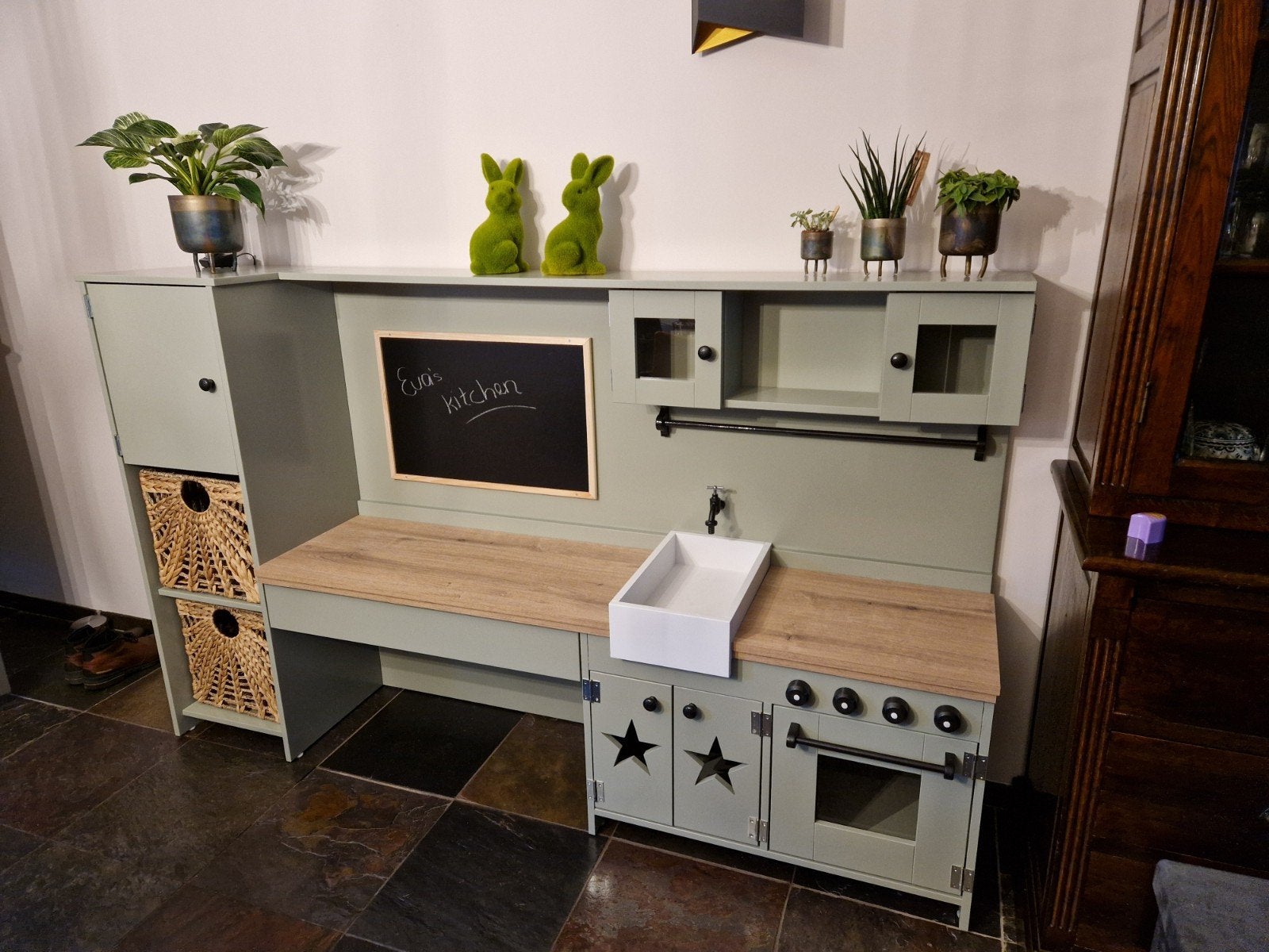 Houten speelkeuken met krukje, Ophalen, Zo goed als nieuw, Jongen of Meisje