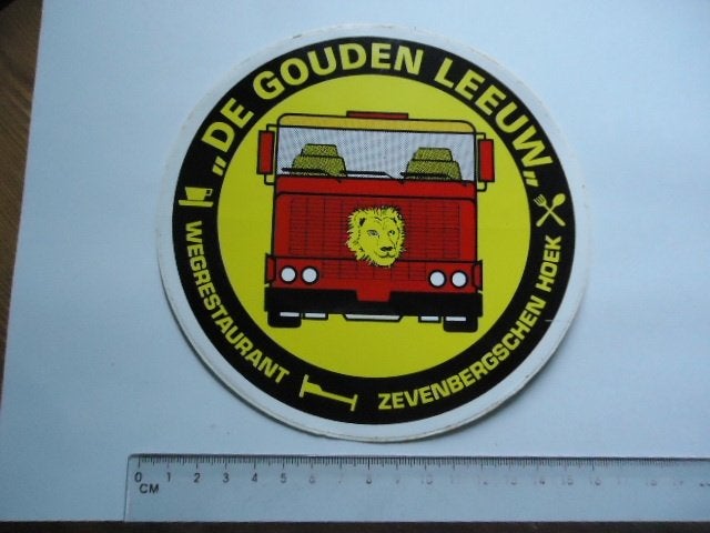sticker oud GOUDEN LEEUW Truck STOP Chauffeur cafe wegresto, Verzenden, Zo goed als nieuw, Bedrijf of Vereniging