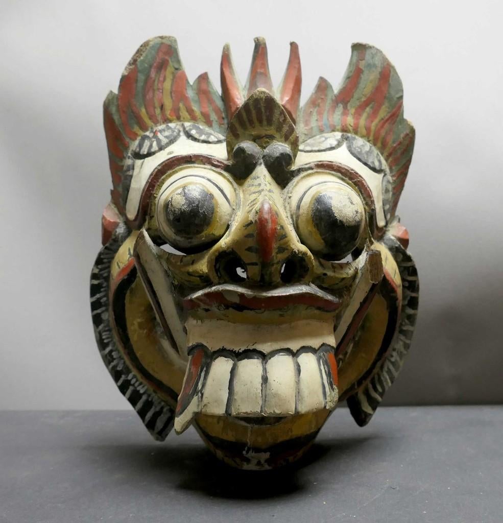 Tribal masker MQ5 origineel antiek oud Topeng Barong Demoon, Antiek en Kunst, Kunst | Niet-Westerse kunst, Ophalen of Verzenden