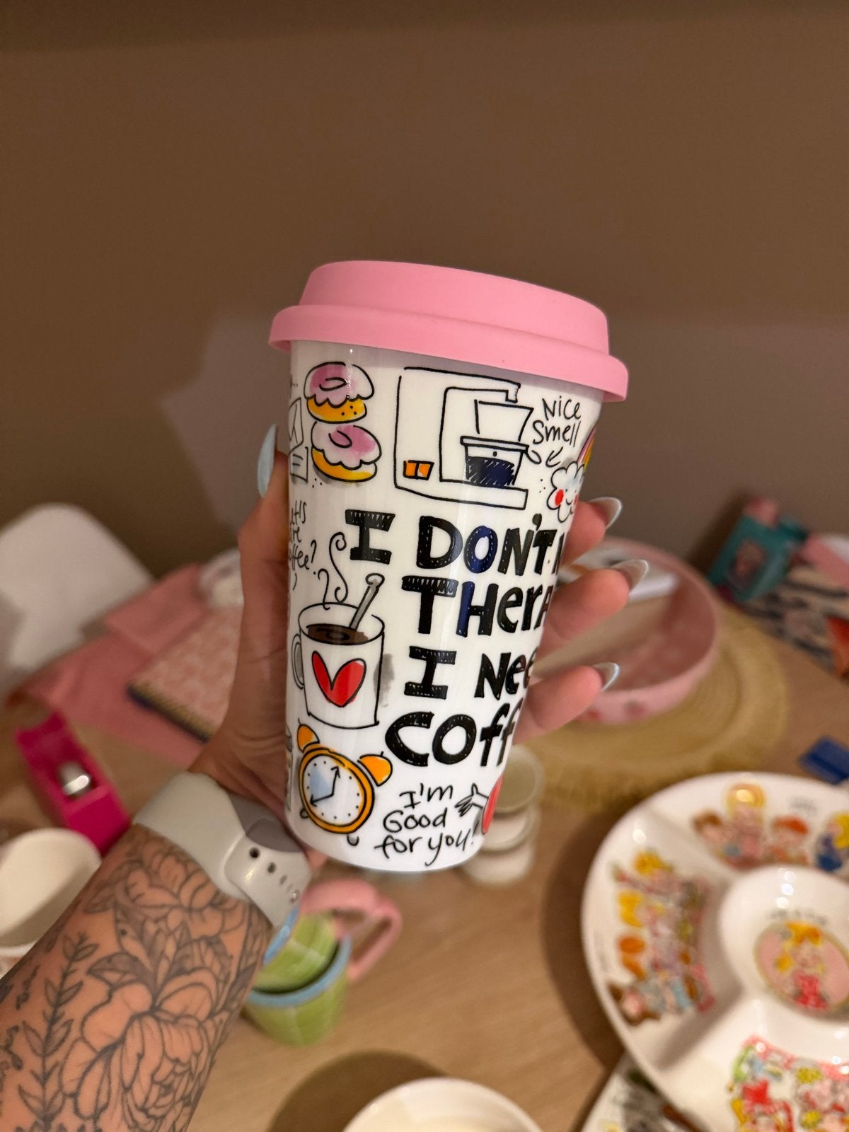 Blond Amsterdam koffiebeker to go - I don't need therapy, Zo goed als nieuw, Steen/keramiek, Meerkleurig, Ophalen