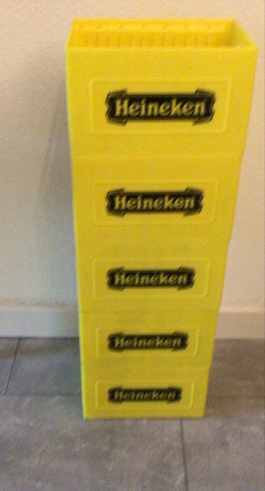 Heineken CD rekjes - Set van 5 gele opbergers, Kunststof, Gebruikt, 150 discs of meer, Ophalen of Verzenden