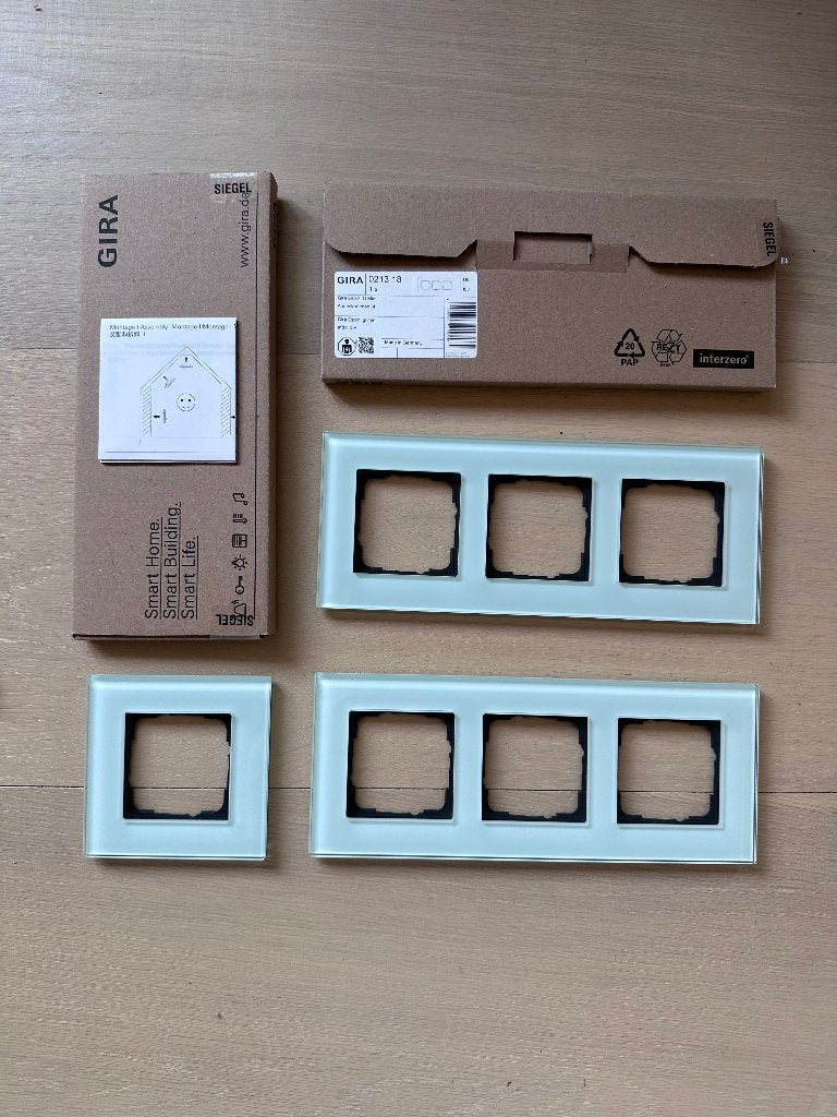 Gira Esprit Afdekraam Glas Mint 1- en 3-voudig, Ophalen of Verzenden, Nieuw, Gira, Afdekraam