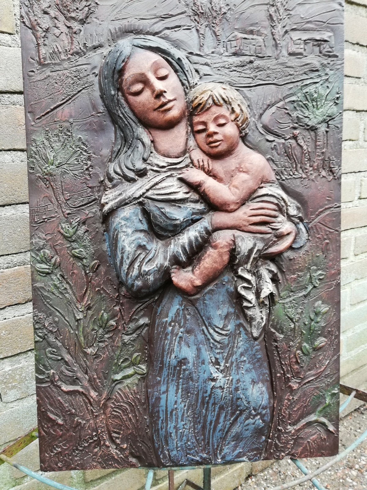 Mats Wanders (1933-1991), Moeder met baby. Wandplaquette.'52, Ophalen, 30 cm, Meerkleurig, Decoratieobject