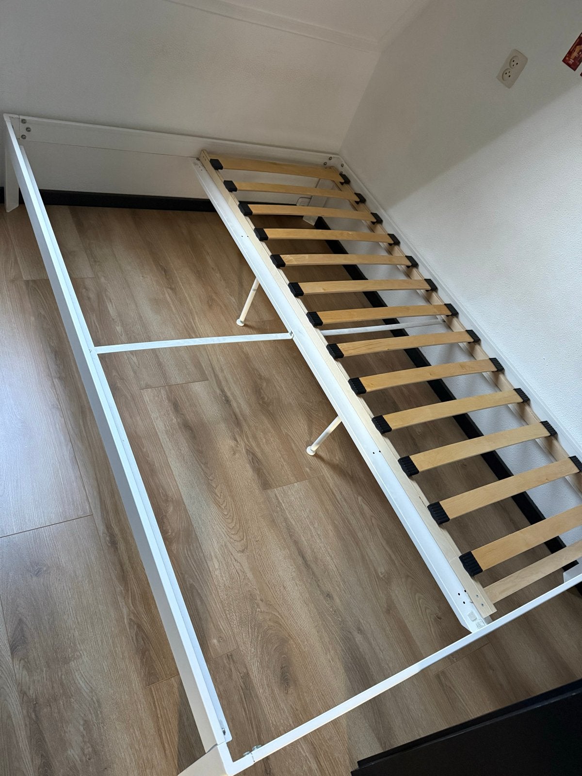 Wit 2-persoonsbed met lattenbodem, Huis en Inrichting, Ophalen, Gebruikt, Eenpersoons, Wit