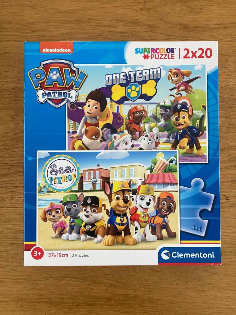 Leuke dubbele puzzel van Paw Patrol, Ophalen, 10 tot 50 stukjes, Zo goed als nieuw