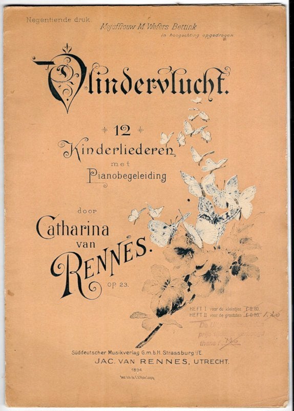 Vlindervlucht ~ Catharina van Rennes ~6 Kinderliederen ~1894, Antiek en Kunst, Verzenden