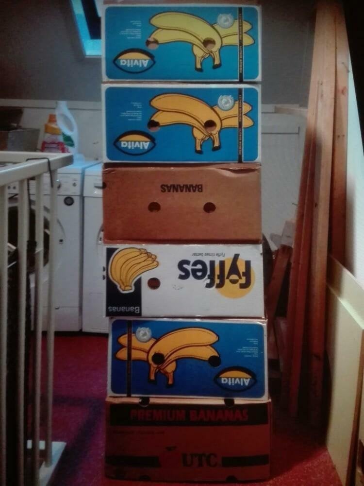 Bananendozen voor opslag of verhuizing, Ophalen, Opvouwbaar, 50 tot 75 cm, Minder dan 40 cm