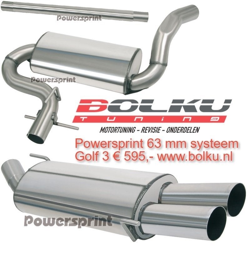 Nieuw rvs 63,5 mm uitlaatsysteem voor vw golf 3, Ophalen of Verzenden, Bolku Tuning, Info@bolku.nl, 6851TB