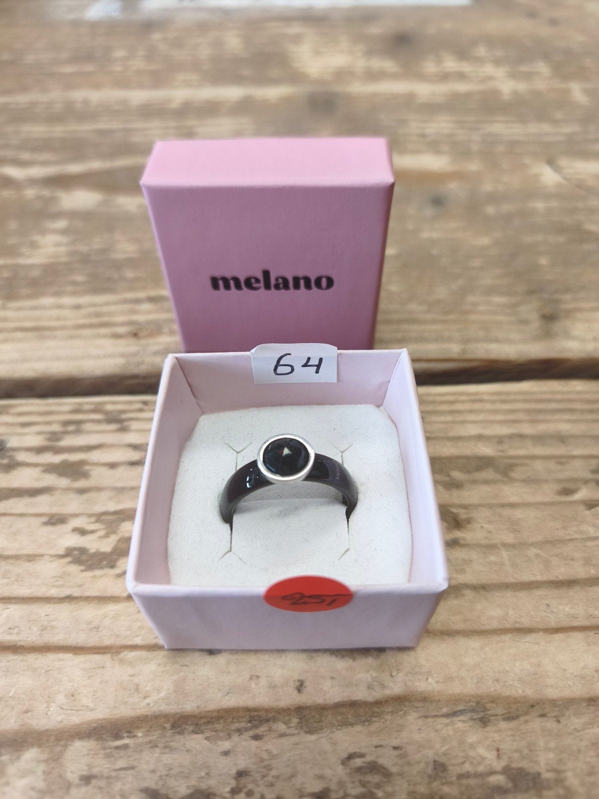 Melano Ring Zwart - Stijlvolle Ring met Zwarte Steen maat 64, IJzer of Staal, 19 tot 20, Zwart, Nieuw