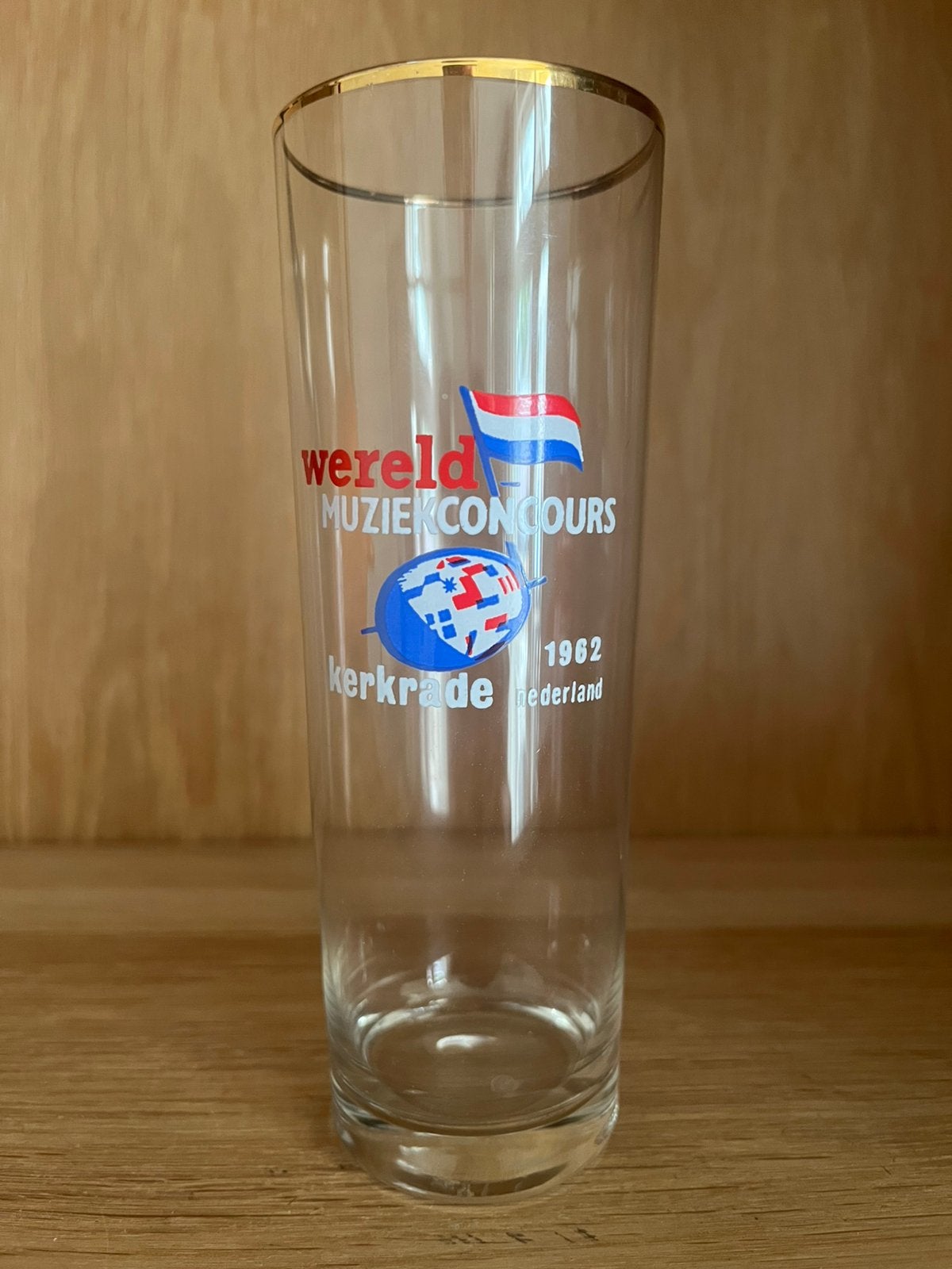 Vintage bierglas Wereld Muziek Concours 1962, Kerkrade, Bierglas, ?, Zo goed als nieuw, ?