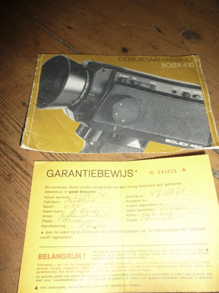 8mm film gebruiksaanwijzing BOLEX 430 Camera - NL, Ophalen of Verzenden, 8mm film
