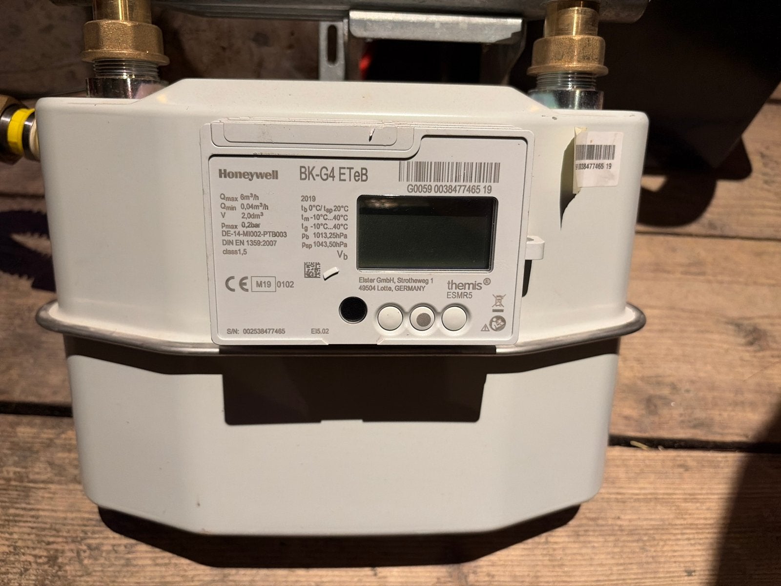 Honeywell BK-G4 ETeB Gasmeter met aansluitbeugel, Doe-het-zelf en Verbouw, Ophalen of Verzenden, Nieuw, Overige typen