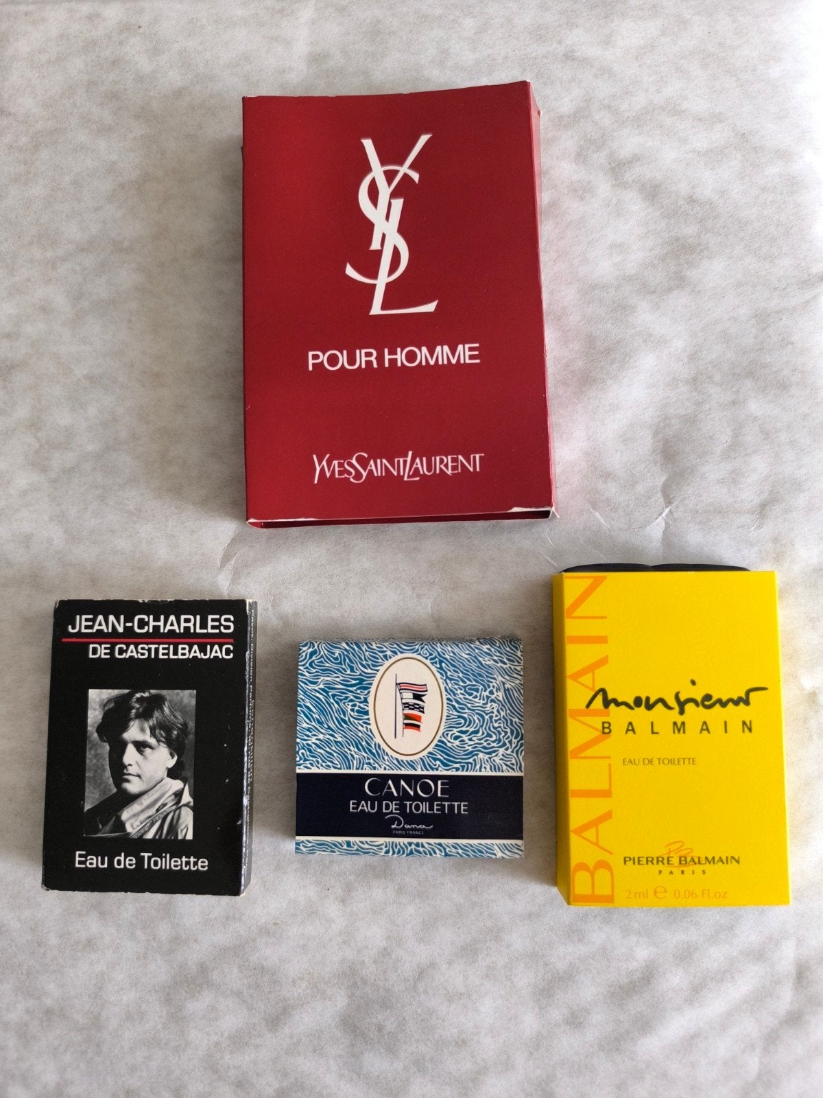 Vintage Parfum Miniatuur Samples - YSL, Balmain, Castelbajac, Ophalen of Verzenden, Zo goed als nieuw