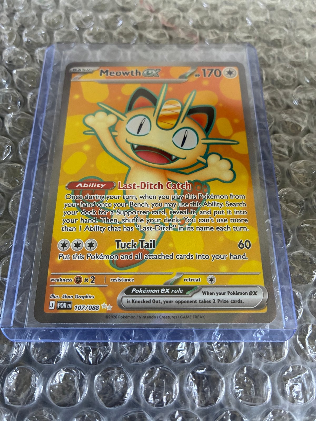 Pokémon Kaart: Meowth EX 107/088 - Zo goed als nieuw, Ophalen of Verzenden, Zo goed als nieuw, Losse kaart