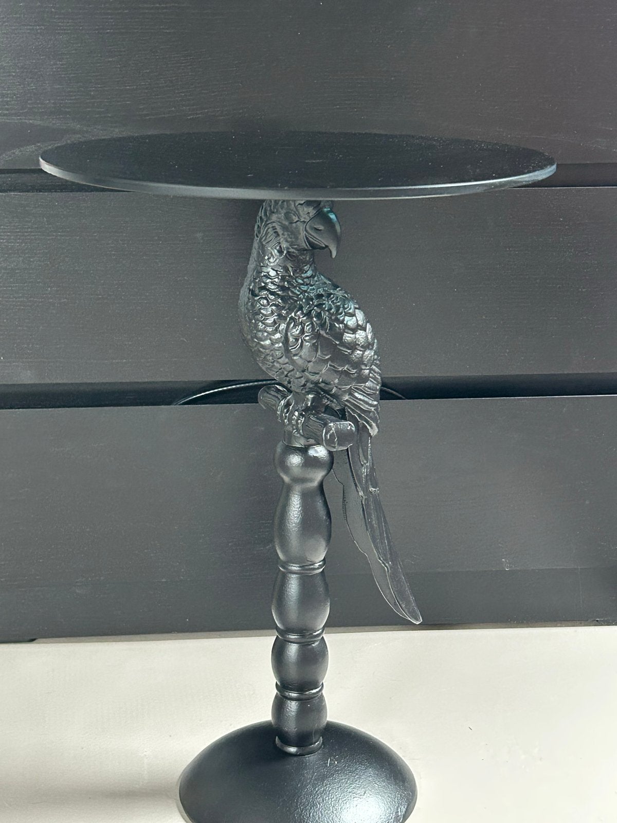 Unieke bijzettafel met papegaai design - Zwart glasplaat, Ophalen, Zwart, Zo goed als nieuw, Modern