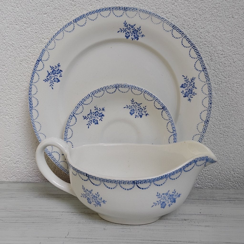 Frans servies, lieflijk babyblauw bloemetje, ceranord, Antiek en Kunst, Antiek | Servies los, Ophalen of Verzenden