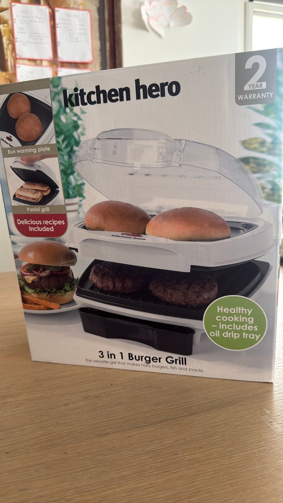 Kitchen Hero 3-in-1 Burger Grill - Nieuw in doos, Ophalen of Verzenden, Uitneembare platen, Nieuw