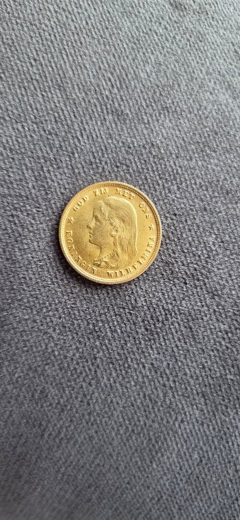 Gouden tientje 1897, Postzegels en Munten, Munten | Nederland, Verzenden, Goud, Koningin Wilhelmina, Losse munt