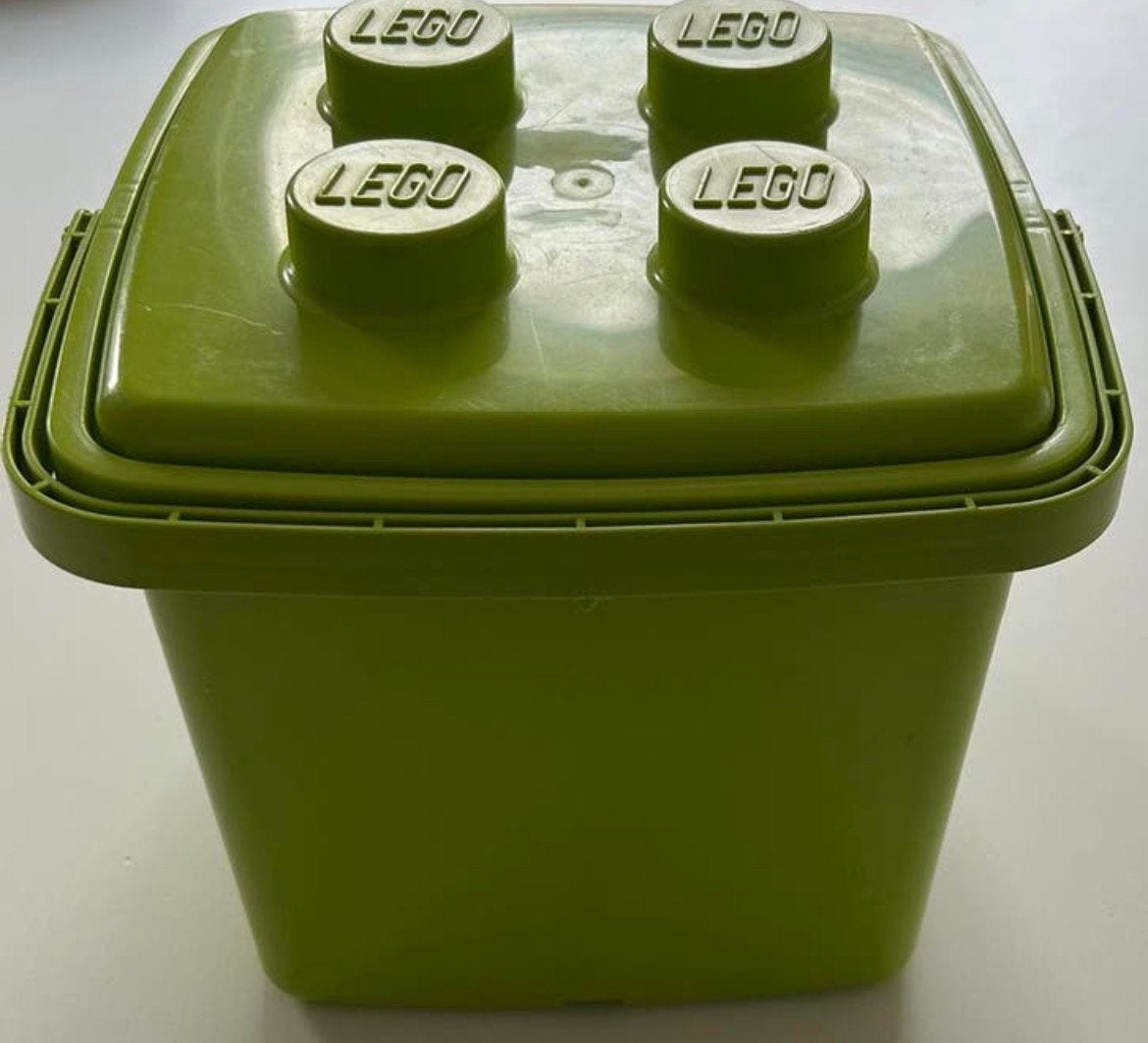 Leuke groene vintage LEGO opbergton / emmer, Overige thema's, Lego, Accessoire, Ophalen of Verzenden