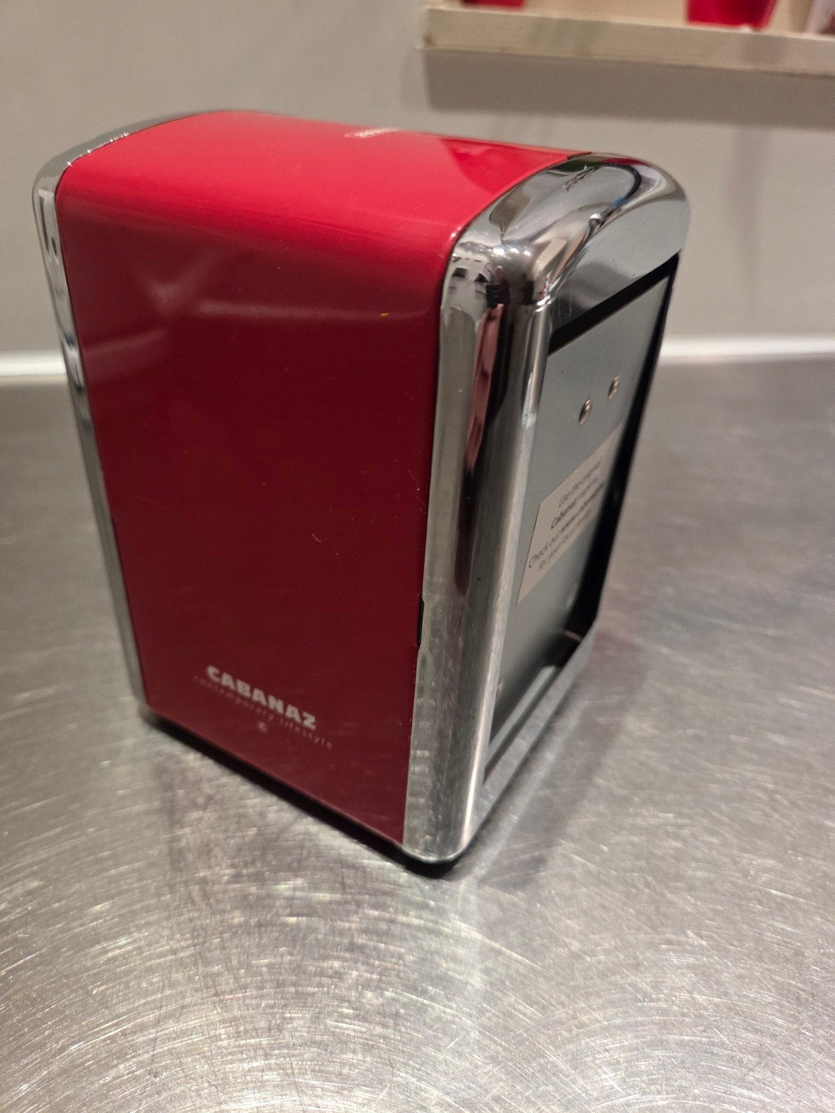 Cabanaz servettenhouder - Rood met lichte krasjes, Ophalen of Verzenden, Zo goed als nieuw, Rood, Metaal