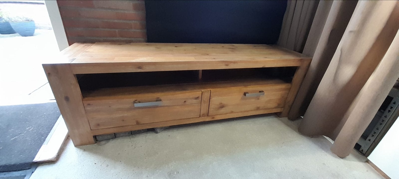 Massief houten meubelset: TV-meubel, salontafel, boekenkast, Huis en Inrichting, Kasten | Televisiemeubels, Gebruikt, 150 tot 200 cm