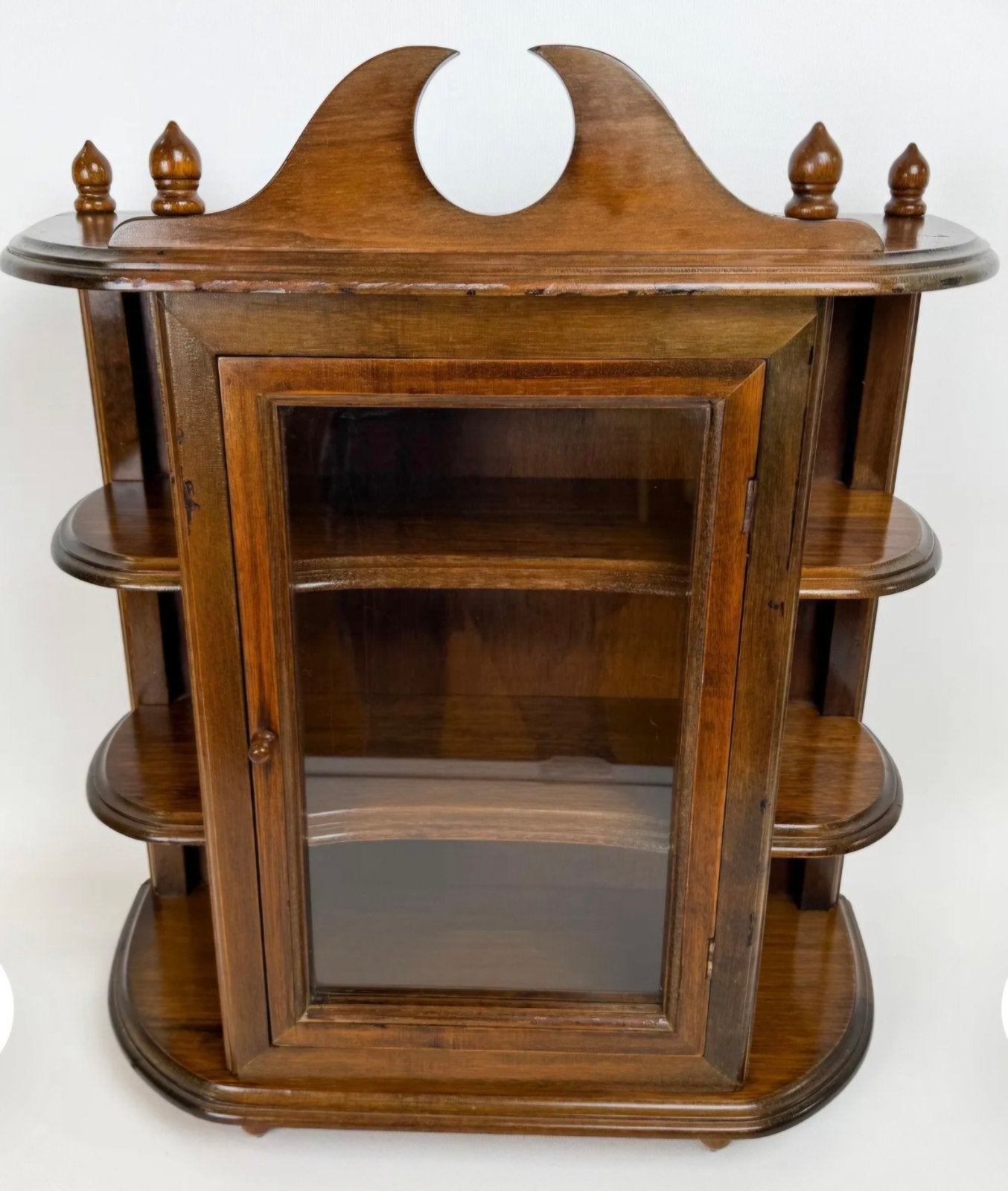Antieke Houten Wandvitrine met Glazen Deur, Ophalen of Verzenden