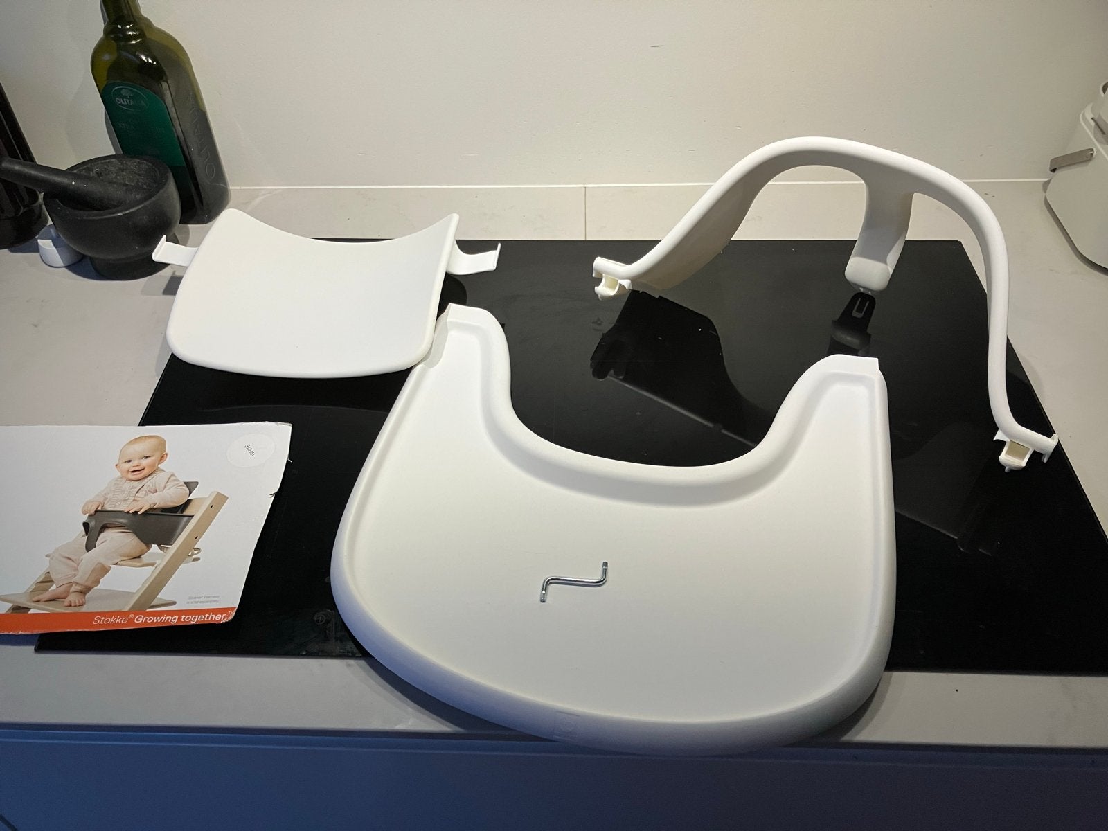 Stokke Tripp Trapp Baby Set en Tray - Wit, Ophalen, Zo goed als nieuw, Meegroeistoel, Aanschuifbaar