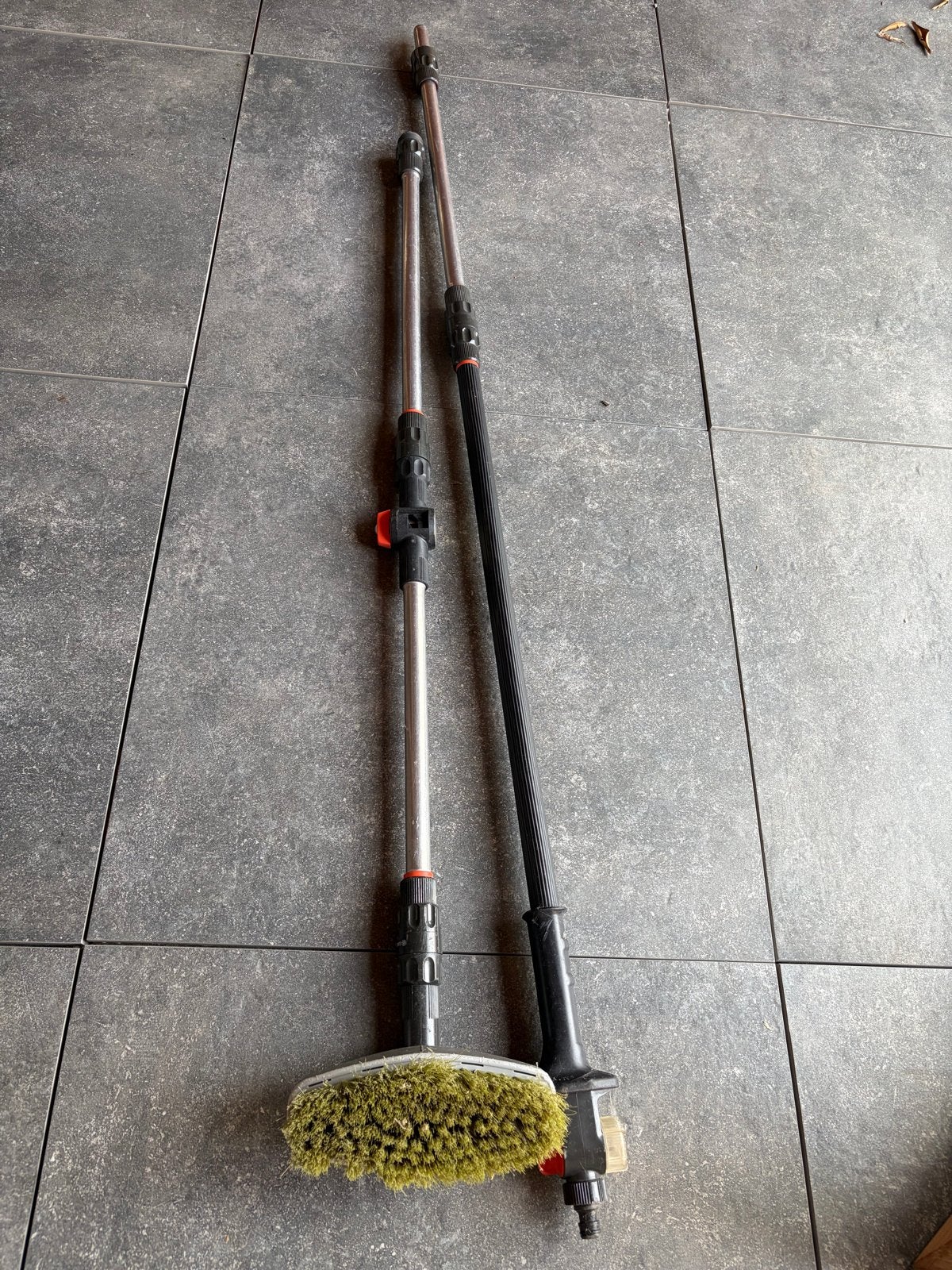 Gardena wasborstel met steel en Gardena telescoopsteel, Ophalen of Verzenden, Gebruikt, Bezem