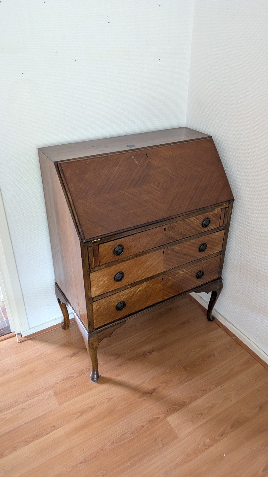 Vintage schrijfbureau/secretaire met klep, Antiek en Kunst, Ophalen