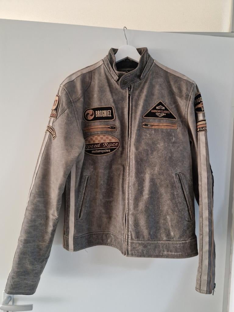 Stoere leren motorjas, maat M, Heren, Sluisleder, Jas | leer, Ophalen of Verzenden