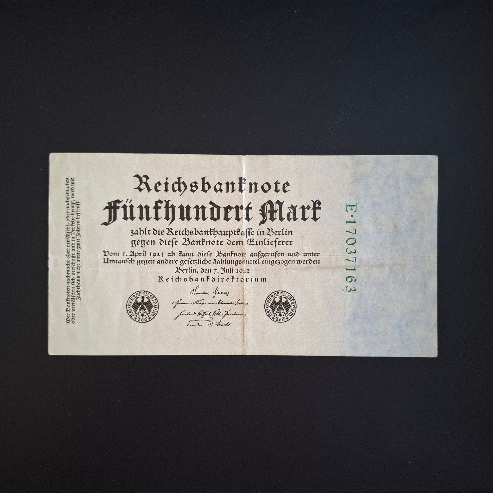 500 mark Duitsland #061, Verzenden, Duitsland, Los biljet