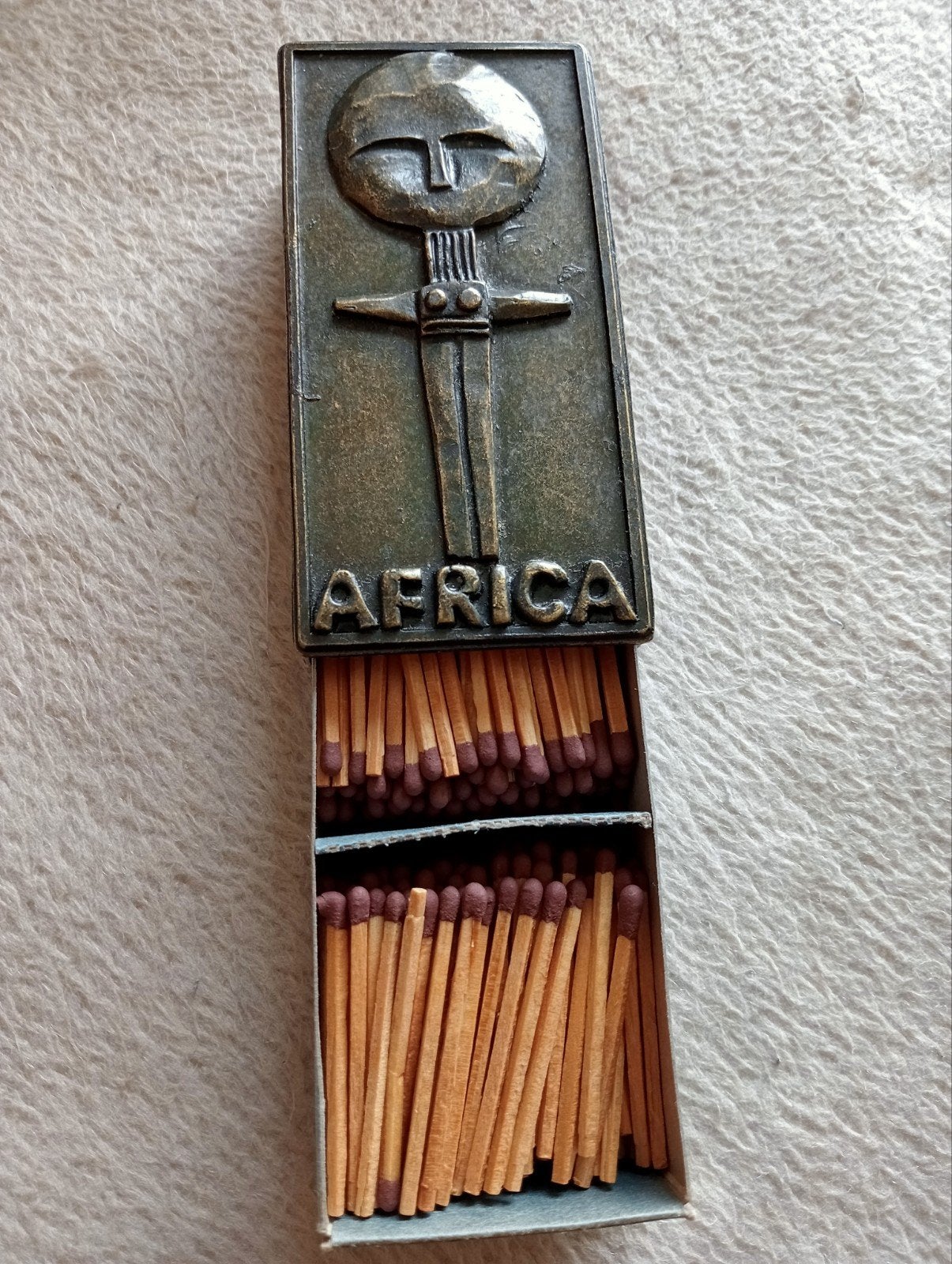 Lucifers doos  Africa brons, Verzamelen, Ophalen of Verzenden, Gebruiksvoorwerp