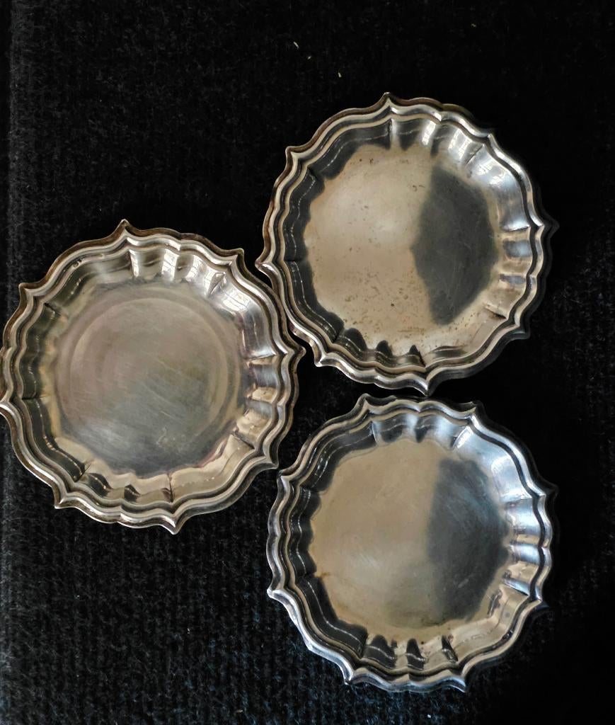 3 kleine zilveren schalen,  Portugal ca 1900, Antiek en Kunst, Ophalen of Verzenden, Zilver