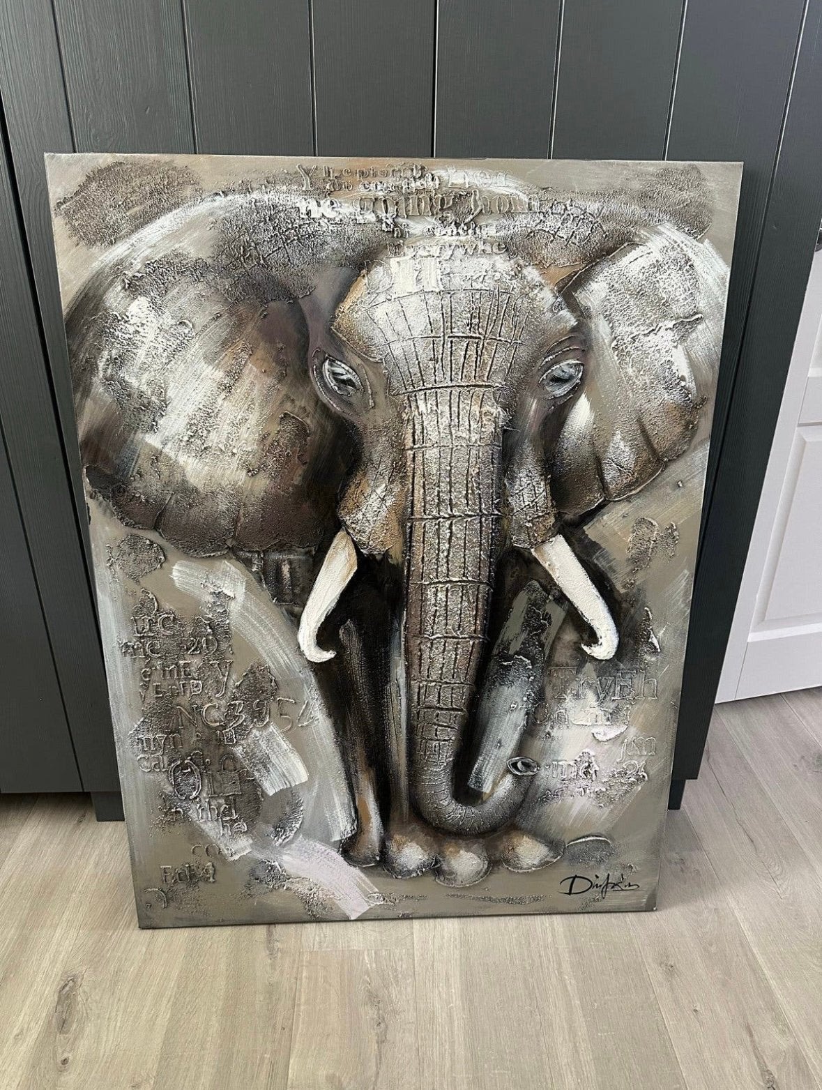 Groot schilderij olifant, Ophalen, Zo goed als nieuw, Schilderij