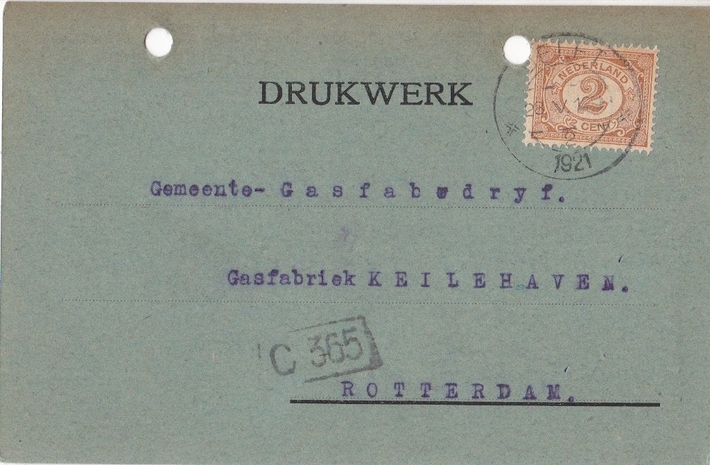Briefkaart – Delft – Rotterdam – 1921, Verzenden, Briefkaart