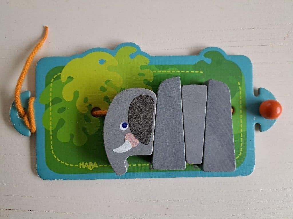 Haba houten rijgspel Olifant, Ophalen of Verzenden, Gebruikt