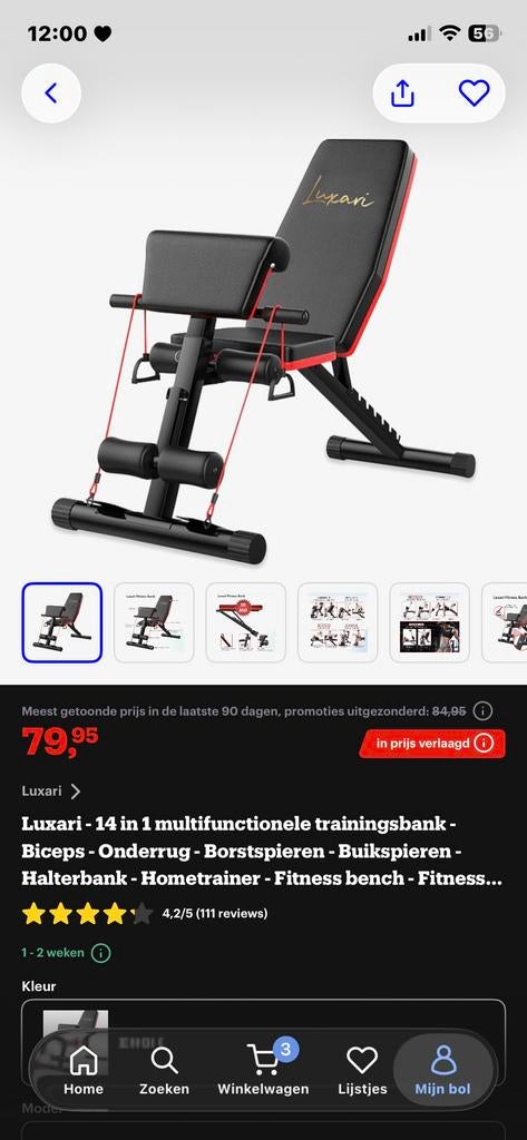 Luxari fitnessbank, Ophalen, Gebruikt, Armen, Fitnessbank