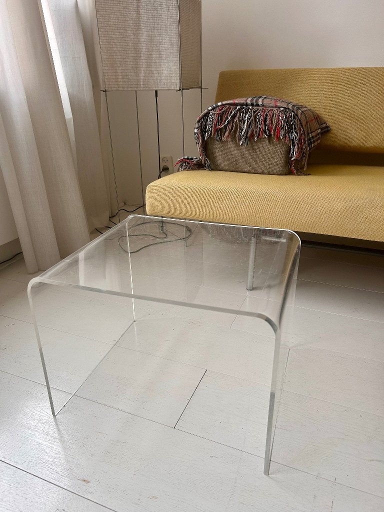 Plexiglas design bijzettafel, Ophalen, Gebruikt, Minder dan 50 cm, Glas