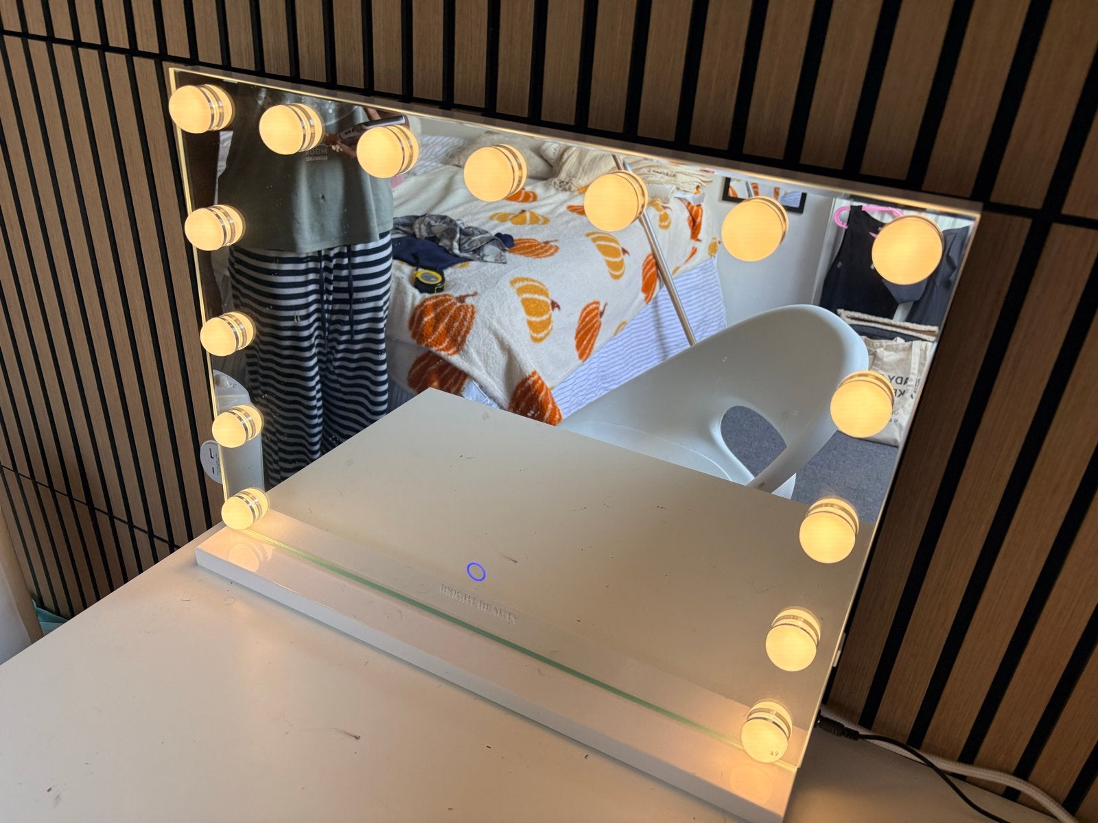 Make-up spiegel met verlichting (74x43 cm), Antiek en Kunst, Ophalen of Verzenden, Rechthoekig, 50 tot 100 cm, Minder dan 100 cm