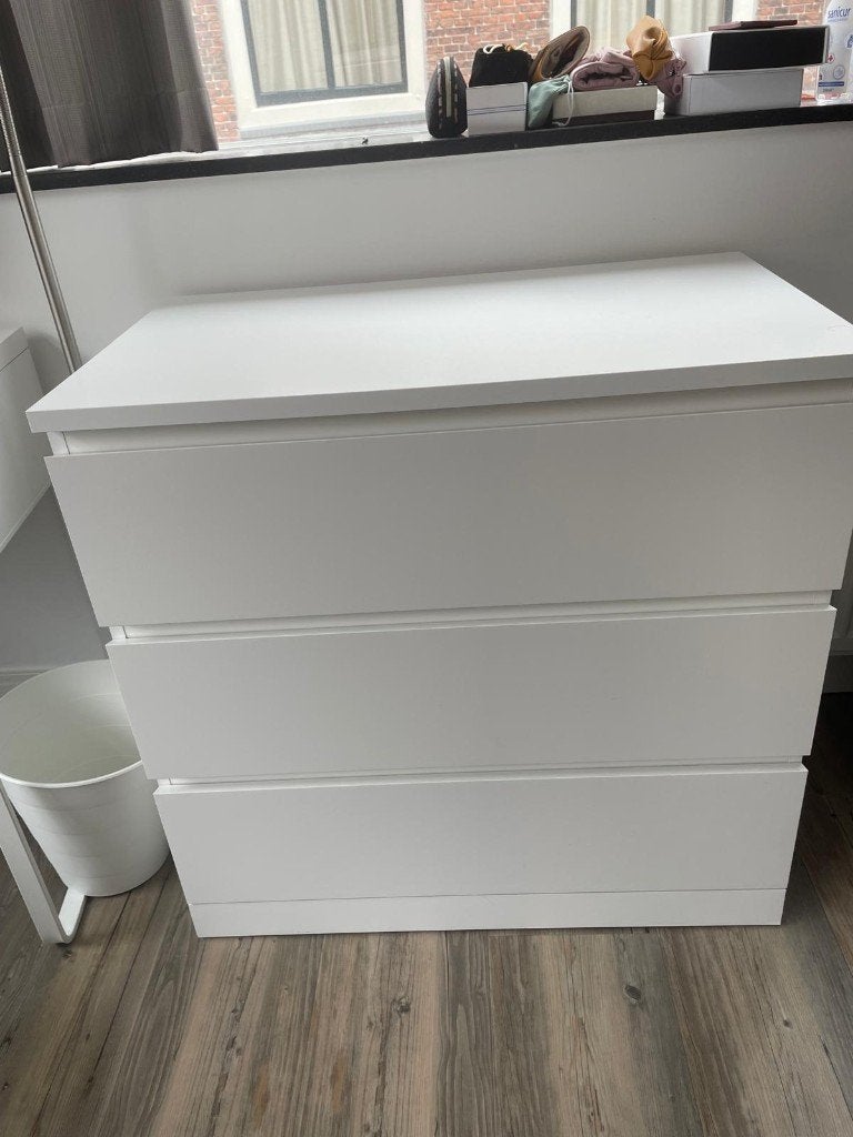 STORKLINTA (IKEA) Chest of 3 drawers White, Ophalen, Modern and elegant look designed, 50 tot 100 cm, Zo goed als nieuw