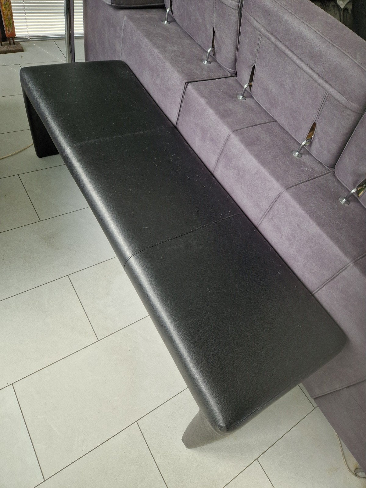 Eethoek bank 180x50x50 zwart leder, Verzenden