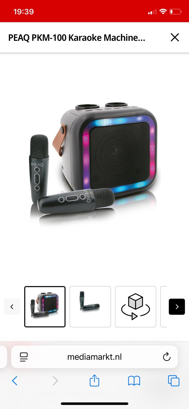 Peak karaoke speaker 100, Ophalen of Verzenden, Zo goed als nieuw, Complete set