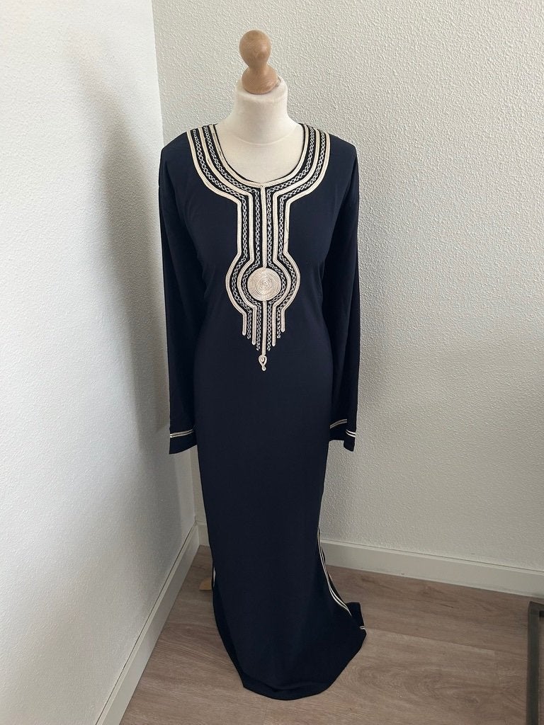 Prachtige lange Egyptische maxi jurk 4XL valt als XXL 2139, Blauw, Egypte, Maat 46/48 (XL) of groter, Egypte