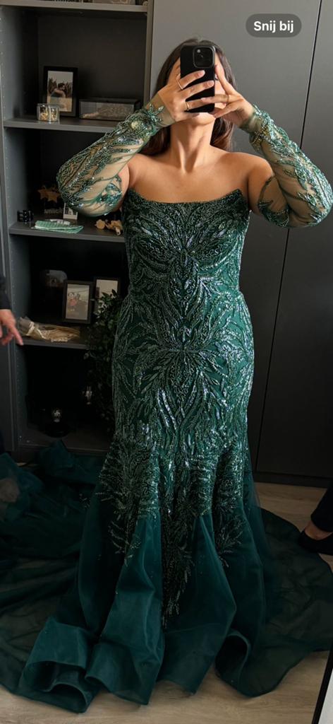 Emerald Groene Henna Jurk / Verlovingsjurk met Handwerk, Kleding | Dames, Gelegenheidskleding, Zo goed als nieuw, Galajurk, Groen